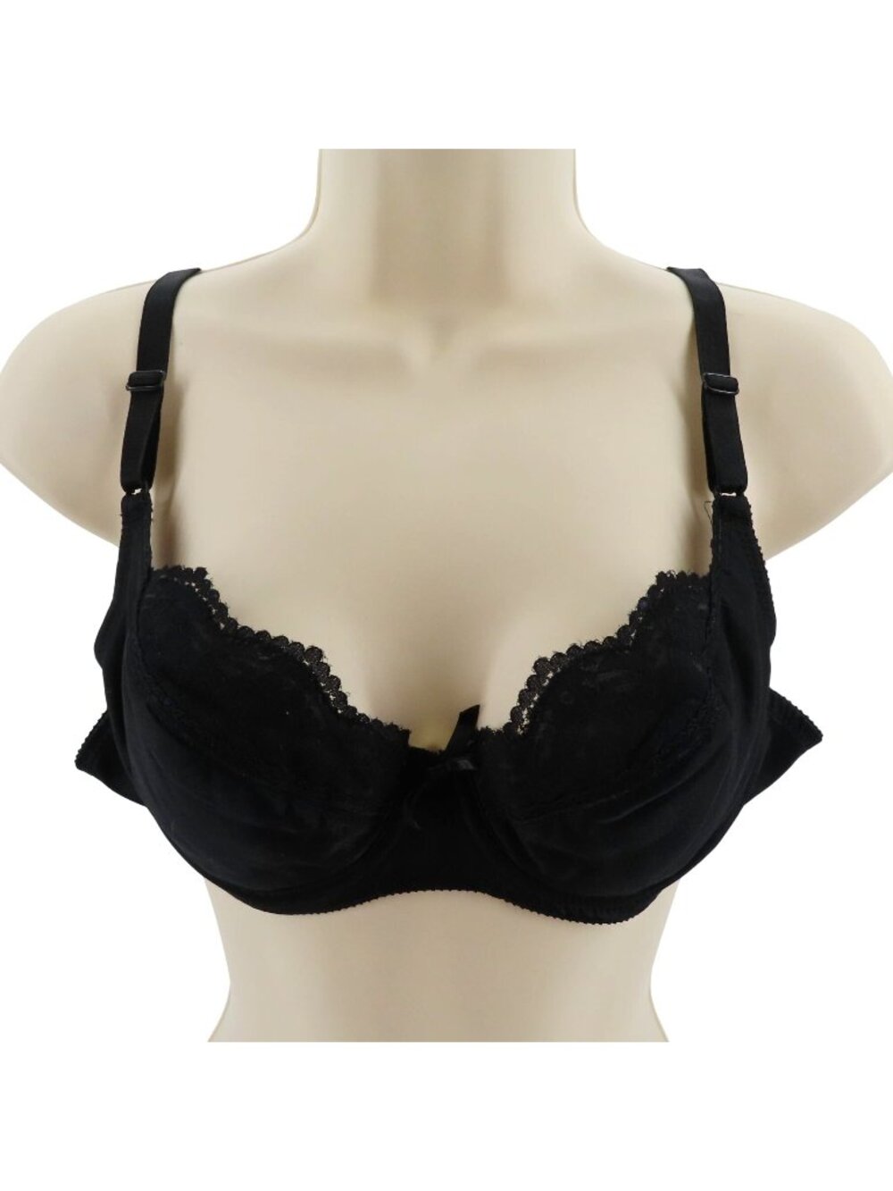 VTG Gelmart 36B Bra 3671 Black Lace Trim Bow Underwire Padded All Nylon Womens